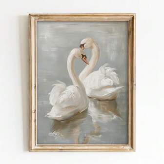 1pc Frameless/Framed Swan Vintage Art Canvas Poster Farmhouse Rustic Decoration Retro Painting Print Home Wall Decoration,Bedroom Living Room Decor,Ideal Gift