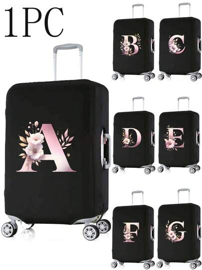 1 PC Letter Printed Suitcase Cover, Strong Elastic Suitcase Cover, Suitcase Protective Cover, Suitcase Dust Cover, Storage Suitcase Cover, Trolley Suitcase Cover Luggage Covers Suitcase Protective Cover For Holiday For Vacation  Travel Essentials Travel Accessories Bag For School School Accessories School Stuff