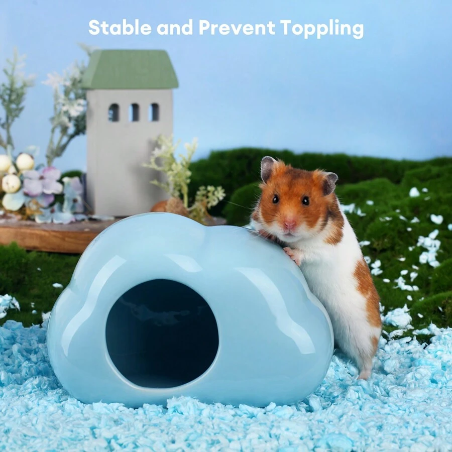 Bucatstate 云形陶瓷仓鼠藏身处 - 适合侏儒仓鼠、沙鼠、老鼠的凉爽夏季床和舒适冬季巢穴