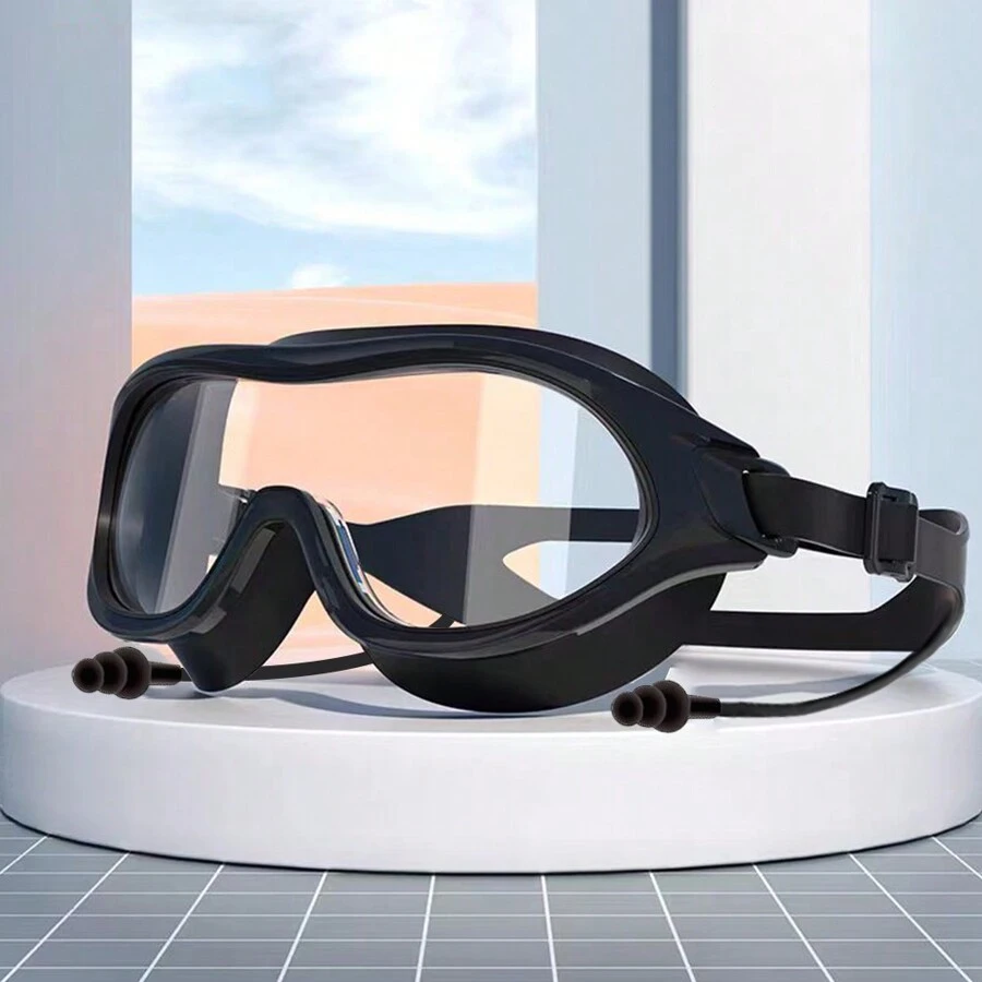 Unisex Large Frame Swimming Goggles, Waterproof Anti-Fog SwimmingGoggles