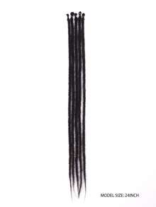 Extensiones de rastas hechas a mano de 24 pulgadas, trenzas de ganchillo estilo Reggae para pelo de imitación de locs para rock and roll con 5 raíces para trenzar el cabello - Negro - Ver 6