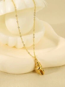 1pc Popular Women's Fashionable Summer Seashell Pendant Necklace, Delicate & Cute, Ideal For Wedding, Engagement, Party & Other Occasions