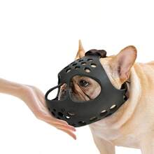 Bozal De Silicona Para Perros Bulldog Francés/Inglés/Pug Hecho De Silicona No Tóxica Suave Y Natural, El Bozal Para Mascotas Es Resistente Al Desgaste Y Cómodo, Que No Magullará La Piel Del Perro - Negro - Ver 1