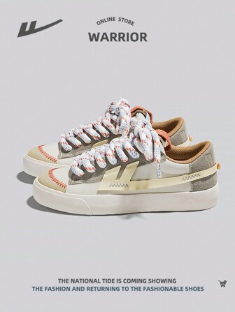 WARRIOR 1pair Women's Athletic Style Casual Sneakers, Front-Laced Color Block Low-Top Outdoor Walking Shoes, Breathable And Versatile For Daily Wear