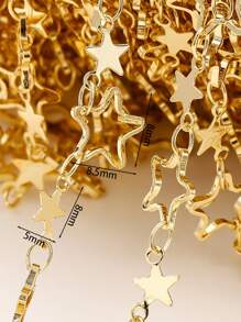 Cadena hueca de cobre de cinco puntas con estrellas en color de 1 metro/paquete que mantiene el color, no se desvanece, cadena para collar/pulsera DIY, material para hacer joyas a mano - Estrella hueca de cinco puntas + pieza/cadena de estrella de cinco puntas - Ver 5