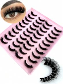 20 Pairs Fake Eyelashes Thick Long False Eyelashes Dramatic Lashes 3D Faux Mink Eyelashes Wholesale Full Strip False Eyelashes Manga Lashes Thick Lashes Cat Eye Fluffy Faux Artificial Mink Lashes D Curl Fake Eyelashes For Daily Party Cosplay Makeup - Black - View 4