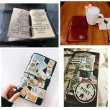 Binding Creative Notebook With Metal Bookmark Include Kraft Paper + Lined Paper + PVC Storage Bag For Hand Ledger Retro Portable Travel Diary Notebook Students School Stationery Supplies