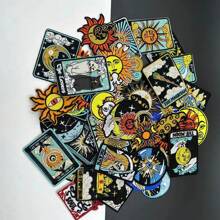 10-48入組卡通骷髏刺繡布補片，適用於衣服、背包、裝飾和維修 - 彩色 - 查看 14