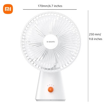 Xiaomi Mini ventilador recarregável, bateria de longa duração de 18,5 horas, ajuste vertical de 90° e rotação horizontal, baixo ruído, 7 lâminas, para uso em mesa ou portátil