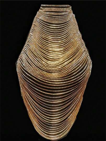 1pc Shiny Rhinestone Women's Bikini Beach Party Sexy Tassel Body Chain Jewelry Accessory