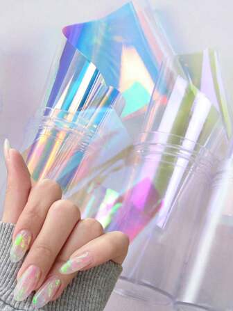 Nail Art Glass Foil Film Cellophane Paper Aurora Gradient Nail Art Transfer Decals Slider Manicure Decoration