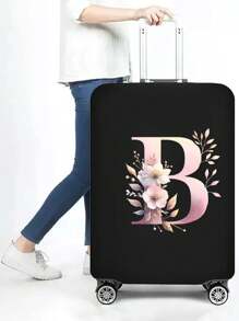 1 PC Letter Printed Suitcase Cover, Strong Elastic Suitcase Cover, Suitcase Protective Cover, Suitcase Dust Cover, Storage Suitcase Cover, Trolley Suitcase Cover Luggage Covers Suitcase Protective Cover For Holiday For Vacation  Travel Essentials Travel Accessories Bag For School School Accessories School Stuff