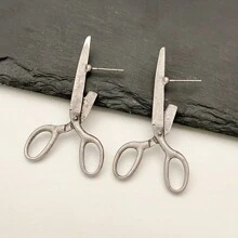 1 Paire De Boucles D'oreilles À La Mode En Forme De Ciseaux Vintage Pour Femmes, Cadeau Unique, Créatif Et Personnalisé Pour Les Festivals
