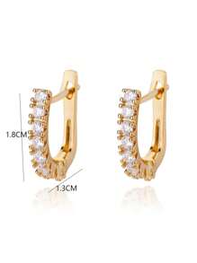 1 Paar U-förmige Zirkonia Ohrstecker für Frauen, Edelstahl Ohrschmuck, Hochzeit Geburtstagsgeschenk