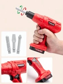 Children's Play Kit 69 Pieces Pretend To Play Building Toys Simulation Repair Toy Boy Screw Toolbox - Red - View 5