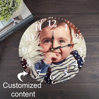 Customized Wooden Round Wall Clock, Newlywed Couple Gift Idea For Wedding, Engagement, Anniversary, Holiday (Battery Not Included) 1pc Ornamental Exquisite,Stylish,Adorable,High-Quality,Modern,Colorful Custom,Personalized,Unique Ideal Gifts For Him Her,Boyfriend,Girlfriend,Dad,Mom,Family,Friends For Anniversaries,For Valentine's Day,For Mother's Day,For Children's Day,For Birthdays,For Father's Day,For Graduation,For Weddings,For Housewarming Home,Office,Living Room,Bedroom,Dining Room,Tea Room