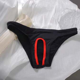 Men's Ice Silk Hollow Out Triangular Briefs With Open Crotch, Sexy Underwear For Him, Gift For Couple