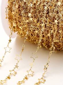 Cadena hueca de cobre de cinco puntas con estrellas en color de 1 metro/paquete que mantiene el color, no se desvanece, cadena para collar/pulsera DIY, material para hacer joyas a mano - Estrella hueca de cinco puntas + pieza/cadena de estrella de cinco puntas - Ver 10