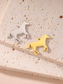 1入不鏽鋼動物吊墜，包括海馬、馬蹄鐵、狗、蝙蝠、龍和狐狸形狀，可DIY為項鍊或手鍊 - 動物系列 - 查看 3