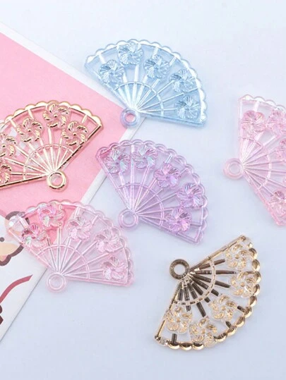 5pcs Resin Pendants DIY Necklace Earrings Making Accessories Hollowed-Out Fan-Shaped Jewelry Pendant