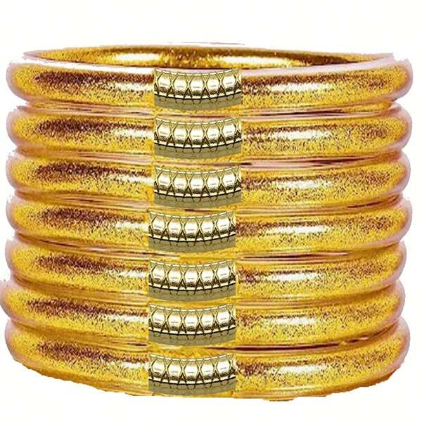 Set de 7 pulseras de silicona suaves y brillantes resistentes al agua para mujer, ideales para fiestas en la playa