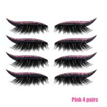 4 Pairs Self-Adhesive Glitter Eyeliner & Eyeshadow Strips, Double Eyelid Fake Lashes, Waterproof Party Eye Makeup Stickers - Multicolor - View 13