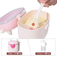 Bebamour Baby Milk Powder Dispenser Pot Formula Dispenser For Baby Snack Dispenser,230G Milk Powder,450ML, Black - Baby Pink - View 4