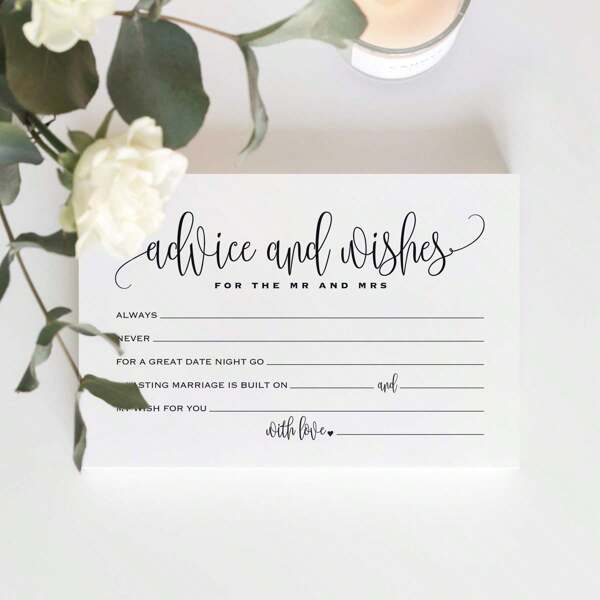25 piezas Tarjetas de consejos y deseos para el nuevo Sr. y Sra., la novia y el novio, los recién casados, un complemento perfecto para las decoraciones de la recepción de su boda o la ducha nupcial, Navidad