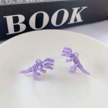 2/4/6pcs Vibrant Macaron Candy Random Color Dinosaur Skeleton Diy Pendant Charms,Fashionable Alloy DIY Jewelry Making Findings For Necklace & Earring Creations