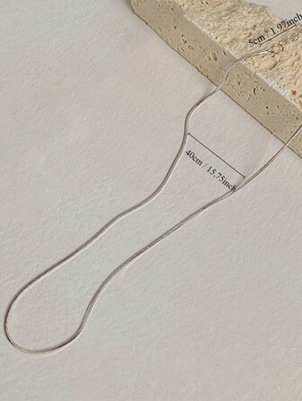 1入組不銹鋼方形蛇骨項鍊