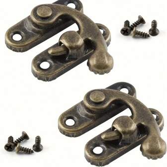 10Pcs Pieces Of Antique Bronze Jewelry Iron Box Clasp Gift Box Wine Box Clasp Horn Lock Jewelry Box Clasp Bag Clasp Wooden Box Including 40 Screws