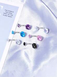 CIZME 1 件 14G 肚脐环不锈钢圆形方晶锆石肚脐杠铃耳钉身体穿孔，14G 肚脐环不锈钢圆形方晶锆石肚脐杠铃肚脐环女士 6/8/10/12 毫米 - Cubic Zirconia - 查看 8