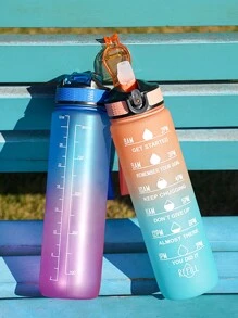 1入夏季新款1000ml大容量運動水瓶，塑料製品且防摔，戶外攜帶便攜式空間杯，學生健身水瓶 - 玫紅色 - 查看 6