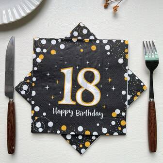 20 יחידות יומולדת 18 חֲגִיגָה מסיבה מפיות , עץ מוֹך שכבה כפולה מפיות נייר ( ) , חד פעמי ל כלי שולחן , בית מלון , מסעדה