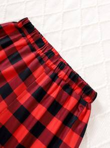 Tween Girl 3pcs Plaid Print Elastic Waist Pants Wearable In All Seasons - Multicolor - View 4