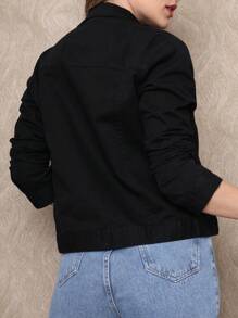 Women Denim Jackets & Coats - 黑色 - 查看 3