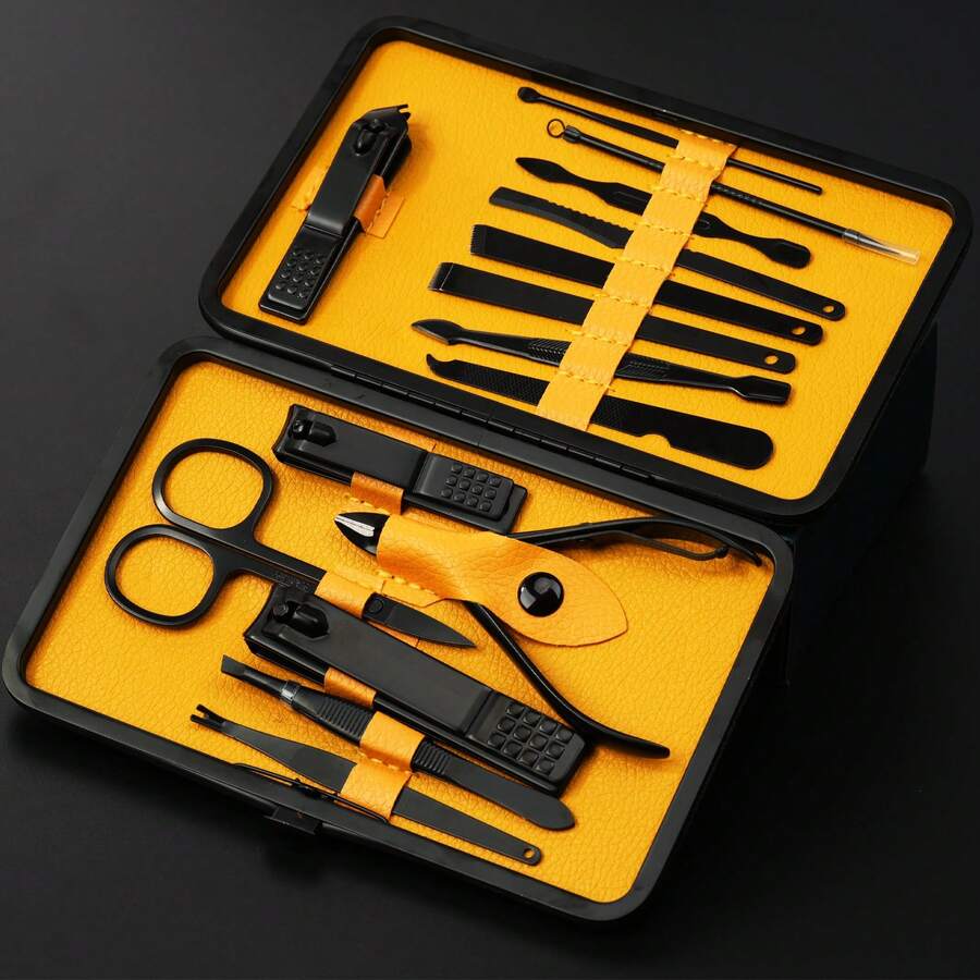 TOEDO Professional Stainless Nail Clipper Set, Multi-Functional Manicure Set Portable Nail Care Kit For Men Women Friends And Parents - Yellow - View 1