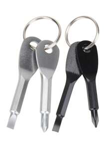 2pcs Portable Keychain Screwdriver Set, Mini Pocket Keychain Cross-Slot Screwdriver With Keyring, EDC Outdoor Travel Multi-Functional Repair Kit Camping Stuff - Multicolor - View 9