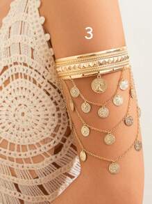 1pc European And American Style Denim Tassel Bracelet With Retro Leaf Vintage Armlet