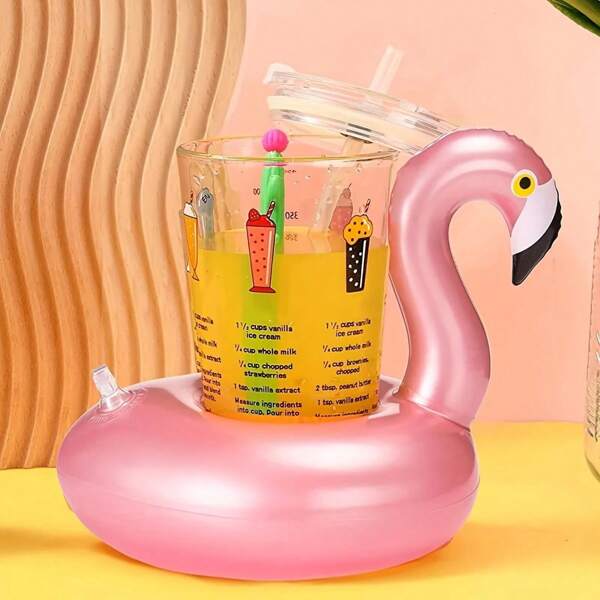 1/2/3/5 pièces Porte-gobelet flottant de flamant rose gonflable, sous-verre de bar flottant pour accessoires de piscine, porte-boissons flottants pour piscine