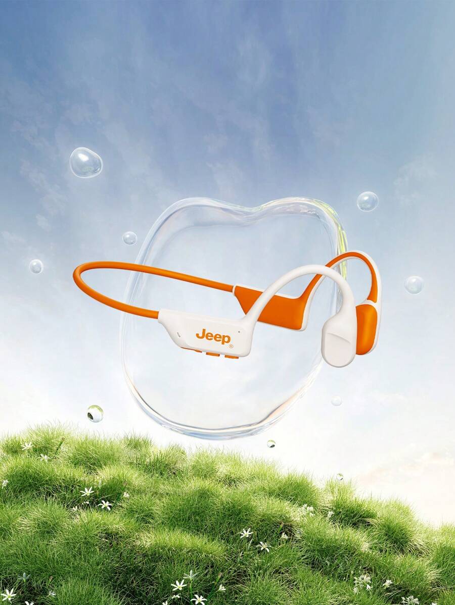 Jeep JP EC006  Bone Conduction Earphones Neck Hanging Headphones Hifi Ear-Hook Wireless Headset With Mic Earbud - Orange - View 1