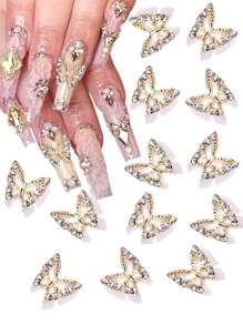 10 peças de adornos de unha de borboleta de liga 3D, Gemas de unhas DIY, Suprimentos de unhas