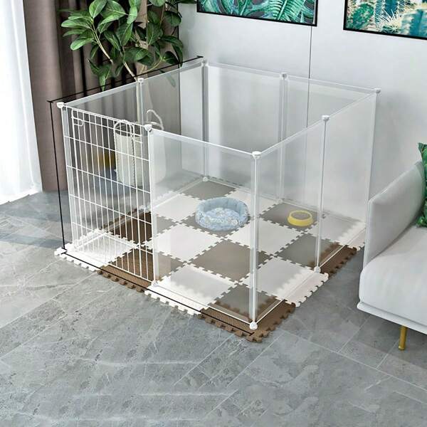 Pet Fence Dog Cage Indoor Dog House Grid Fence Dog Barrier Dog Cat Modular Cage Elevated Dog Crate Cat Cage
