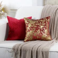 4 件套纯色天鹅绒枕套套装，宿舍房间装饰（不含枕芯） - 酒紅色 - 查看 5