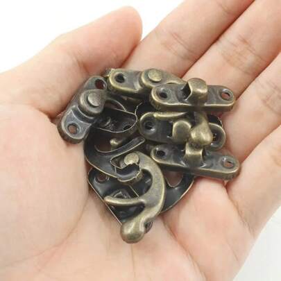 10Pcs Pieces Of Antique Bronze Jewelry Iron Box Clasp Gift Box Wine Box Clasp Horn Lock Jewelry Box Clasp Bag Clasp Wooden Box Including 40 Screws