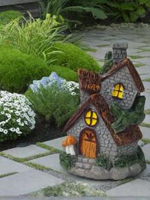 1 pieza Casa de muñecas para jardín europea tipo villa campestre pequeña con plantador para suculentas, micro paisaje de bricolaje decoración, casa de hadas, decoración de jardín tipo árbol de madera para jardín tipo bosque o como accesorio decorativo tipo madera - Multicolor - Ver 3