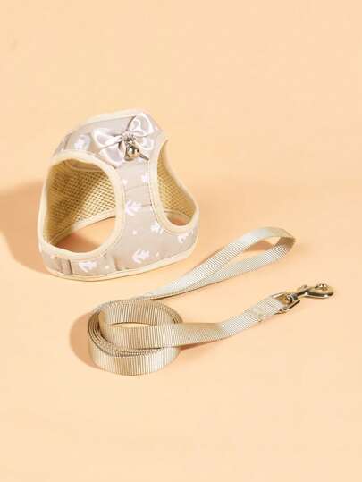 Conjunto de tracción rosa para el pecho y la espalda con ancla para gatitos y perros pequeños