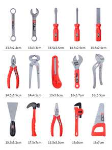 Children's Play Kit 69 Pieces Pretend To Play Building Toys Simulation Repair Toy Boy Screw Toolbox - Red - View 7