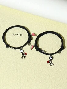 ATLVXJL 2件套情侣“黑暗中成长”黑粉爱心个性化手链，送给她的礼物，节日、情人节、母亲节礼物 - 彩色 - 查看 11