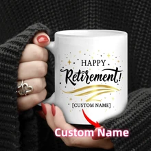 1 pieza Taza con diseño personalizado del nombre de jubilación, taza de texto personalizado, taza de café personalizada, taza de familia personalizada, crea tu propia taza, taza personalizada con nombre para café, regalo de recuerdo de jubilación, regalo para mejor amigo, regalo de jubilación para mamá/papá/abuelo/colega/amigo